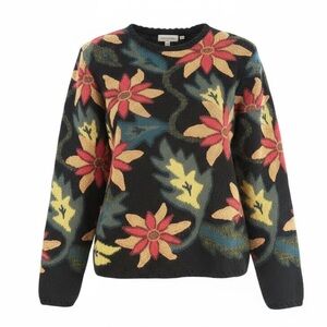 Alpaca sweater size S fall winter floral wool soft  Peru no wear holiday motif